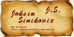 Joksim Šiniković vizit kartica